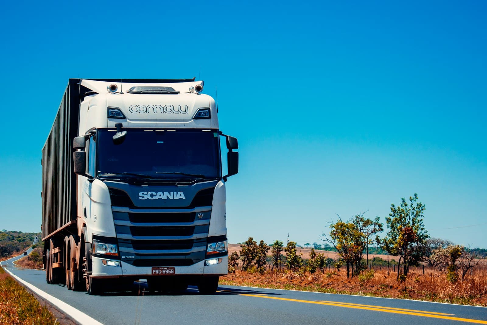 Long-haul freight truck on the highway